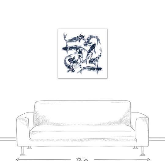 Navy Koi Canvas Wall Art